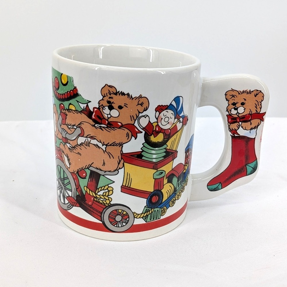 Vintage Christmas Toy Train Mug Stocking Handle Holiday‎ 80s Nostalgia